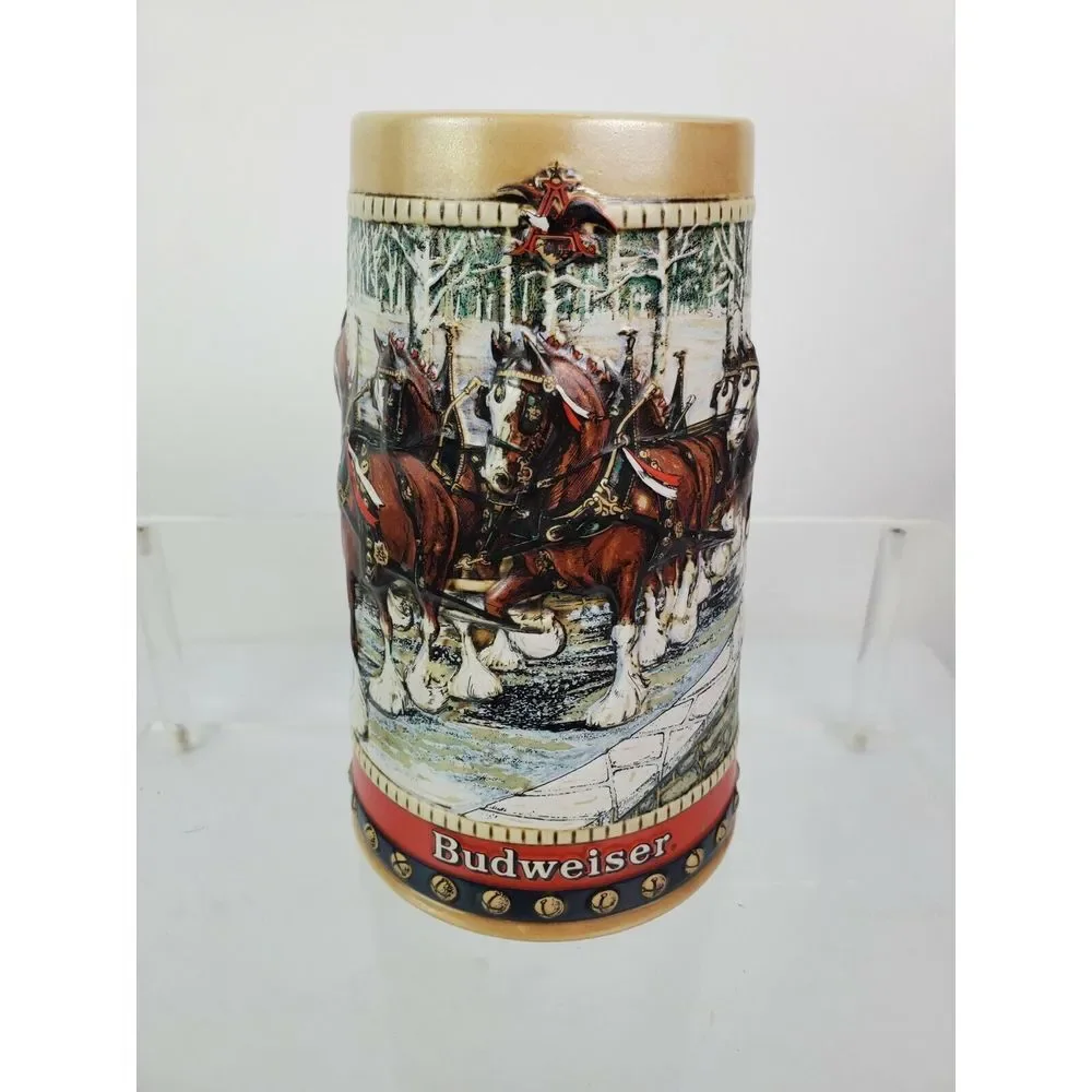 Vintage 1988 Budweiser‎ Holiday Beer Stein Clydesdales Collector